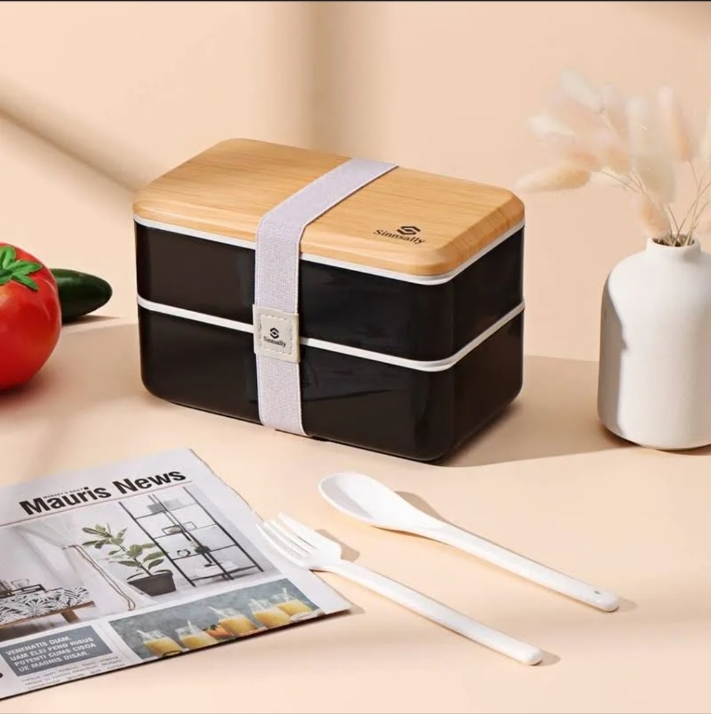Sinnsally Bento Stacking Lunch Box with Compartments, White